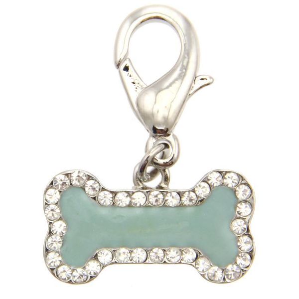 SALE!! Light Green Enamel D-Ring Bone Pet Collar Charm, Purse Charm, Zipper Pull