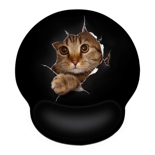 CHUQING Mouse Mat with Gel Cushion Ergonomic with Hand Rest Gel Mouse Pad Wrist Rest Cat Motif