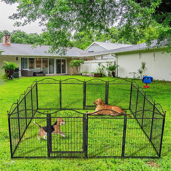 Strong Pet Dog Playpen Garden Enclosure 8 Panel Cat Cage Metal Fence With latch