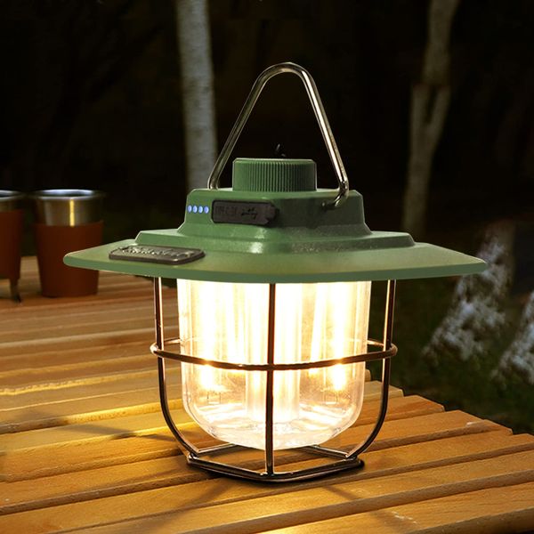 Camping Lantern, LETOUR Rechargeable Camp Lantern for Tent, 2000mAh USB Rechargeable Dimmable Warm Tent Light Waterproof Camping Lamp Lantern Power Bank for Camping, Hiking, Emergency, Fishing