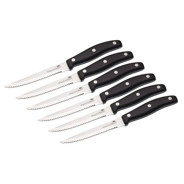 MasterClass MCSTEAK2 Deluxe Steak Knives (Set of 6), Random Color