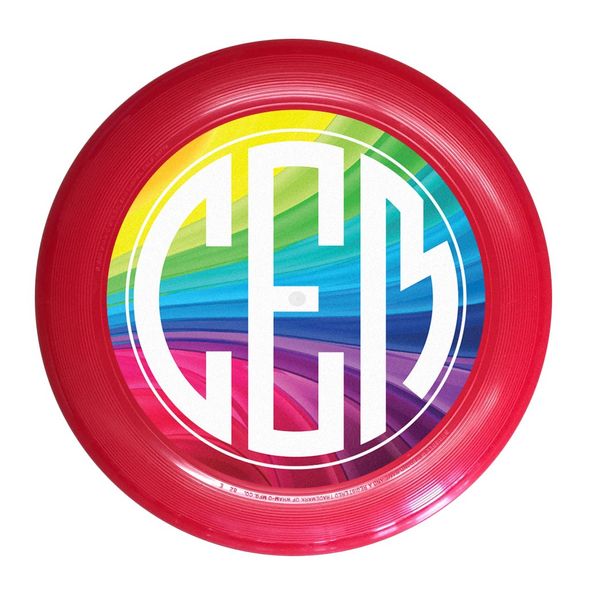 Infusion Wham-O Custom Initials Rainbow Monogram Ultimate Frisbee Disc - 175g, Red