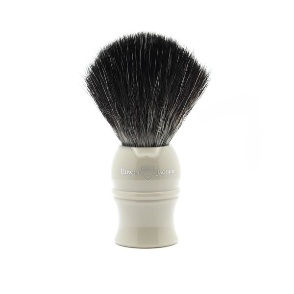 Edwin Jagger 1EJ339SYN Classic Black Synthetic Fibre Eco-Friendly Vegan Exfoliating Shaving Brush for Shaving Cream or Shaving Soap for Men and Women (Grey)