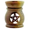 Pentacle Design Hand Carved Soapstone Aroma Lamp + 3 Tealights
