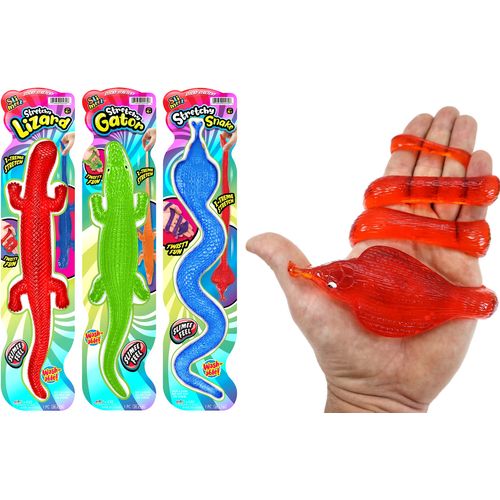 JA-RU Giant Snake, Lizard & Crocodile Sticky Stretchy Toy (3 Fidget Pack) Stress Relief Squishy Toys for Kids. Birthday Party Favors, Stocking Stuffer, Treasure Box Prizes. 430-3s