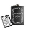 Engraved 8oz Black Hip Flask with Heart Border