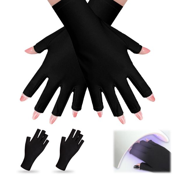 YueYiZhiHui UV Gloves for Gel Nails 1 Pair UV Protection Gloves for Manicures UPF 50+ Nail Skin Care Fingerless Gloves Anti UV Gloves for Nail Lamp Protect Hands from UV Harm