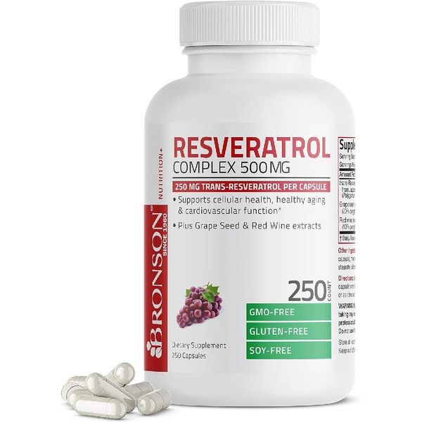 Bronson Resveratrol 500 Resveratrol Trans Resveratrol Red Wine 250 Capsules