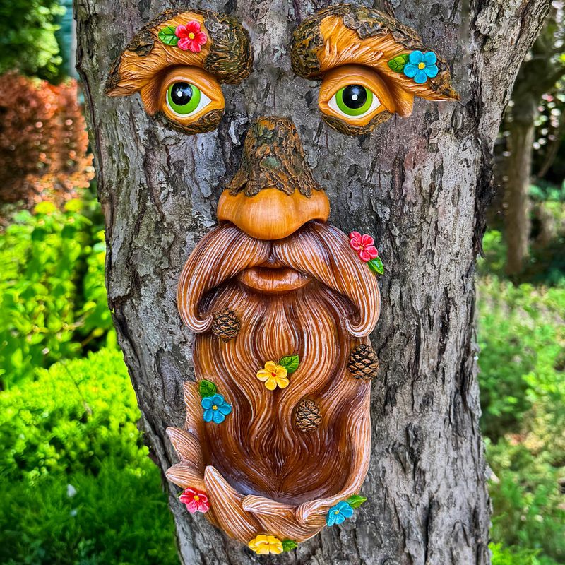 Mood Lab Tree Face Decor - Outdoor Bird Feeder - Old Man Face ...