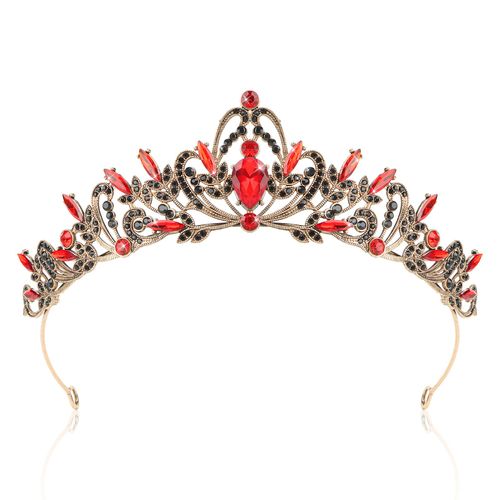 CIEHER Red and Black Crown for Women Girls, Queen of Hearts Crown Costume Evil Queen Crown for Halloween Decorations, Red Crown Red Tiara for Girls, Crowns for Women Birthday Prom Gothic Wedding Party