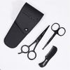 Beard Scissors/Nose Scissors /Mustache Comb Multi Functions Grooming Kit Gift Set Beard Trim Scissor Kit Trimming Nasal Hair for Men with Storage Bag (Black)