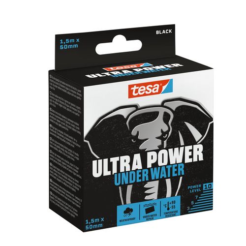 tesa Ultra Power Under Water Super Duct Tape - Extra Strong Repair Tape for Repairs on Wet and Dry Surfaces - Highly Weather Resistant - 1.5 m x 50 mm