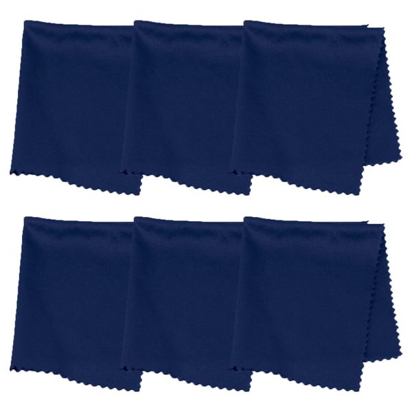 Purity Microfiber Lens Cleaning Cloth - Machine Washable, Lint-Free Microfiber Cloth- Cleans Eyeglasses, Screens, Lenses, Phones and Other Delicate Surfaces - Made in USA - 6 Pack, Dark Blue