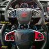 Red ABS Driver Side Control Button Molding Cover Kit For Honda Civic 2016-2021