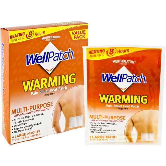  WellPatch Migraine & Headache Cooling Patch - Drug Free, Lasts  Up to 12 hours, Safe to Use with Medication - Large Patches (4 Large  Patches), Each 4.3 x 2 in,4 Count (