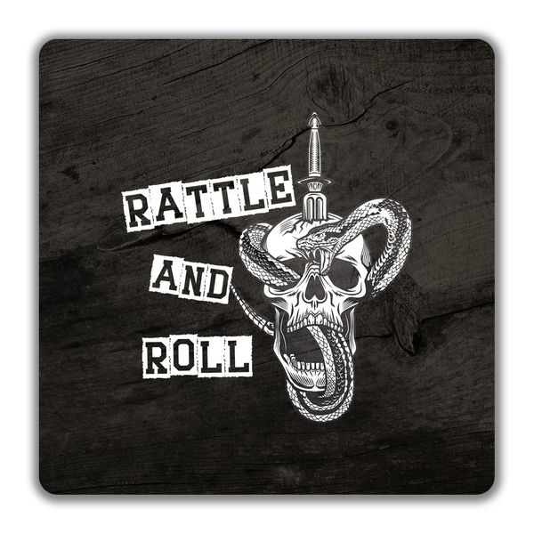 Shopagift Rattle and Roll 2 Pack Coasters Snake Goth Skull - 9cm x 9cm