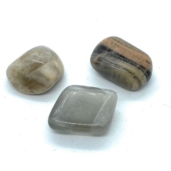 Black Moonstone Small Tumbled Stones - 3 Pc