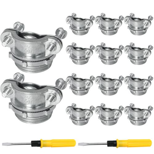 vibedor 12 Pcs 3/4in Clamp Cable Connector Fittings, Type Clamp Cable Connector for Metallic Conduit Protect Cables