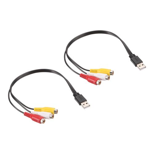 DMiotech 2PCS USB to RCA Cable, USB to 3 RCA Female Stereo Audio Video Cable Adapter for PC, TV, DVD, Speakers, Amplifiers