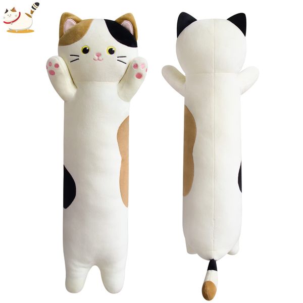 JEROKUMI Long Cat Plush Boby Pillow, 22inch Kawaii Cartoon Cat Boby Pillow Cat Stuffed Animals for Girls, Ctue Cat Body Pillow for Kids, Birthday Gifts