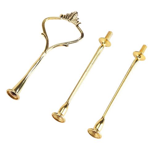 Yosoo Health Gear Cake Stand Handles, Multi Tiers Cake Stand Holder Rods, Cake Plate Stand Fittings for Tea Shop Room Hotel, Not Included Plate(3-tier crown gold)