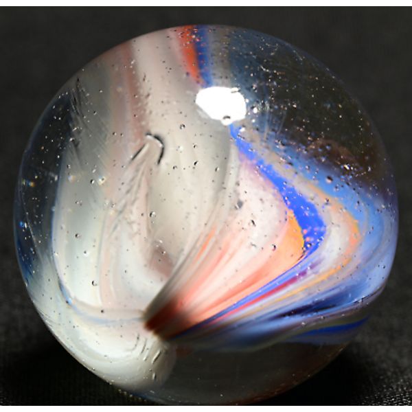 XL French Sparkler Vintage Marble Cobalt & Orange Contrast 27.4mm, 1.08''Inch