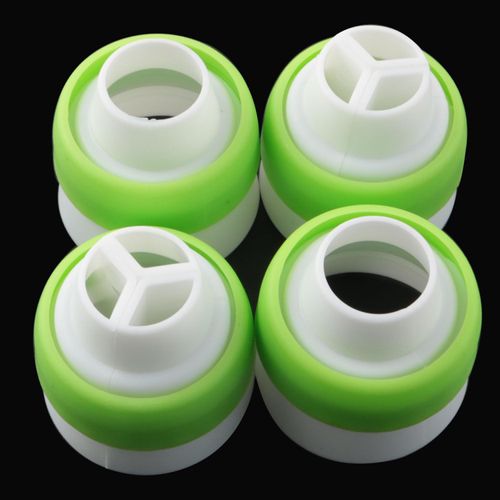 JCBIZ 4PCS Green Baking Russian Decorating Tip Special Tool Decorating Tip Converter Single-Hole Three-Hole Converter Head