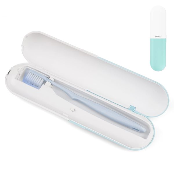 Iseebiz XDQ-0387 Toothbrush Sterilizer, UV-C Disinfectant, 3 Mint Timer, Toothbrush Storage, Toothbrush Disinfecting Case, USB Rechargeable, Cordless, Convenient to Carry, Compact, Wall Mountable, For Home and Travel, Portable, Mint