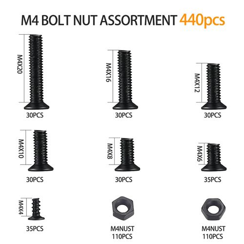 M4 Laptop Computer Screws, 440 Pcs Countersunk Head Flat Head Phillips Screws, SSD Electronic Notebook Repair Replacement Fastener Screws with Hex Nuts for Computer, Electronic, PC