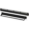 FGB 10Gbps Patch Panel 24 Port, Cat6 Keystone Patch Panel, 19" Rackmount or Wall Mount Patch Panel 1U with Back Bar, Network Patch Panel for Gigabit Network Switch