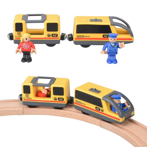 Battery Operated Trains Set for Wooden Train Track， Magnetic Train Set Compatible with Thomas, Brio, Chuggington, Electric Train for Kids Age 3 and Up