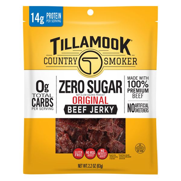 Tillamook Country Smoker Zero Sugar Keto Friendly Beef Jerky, Original, 2.2 Ounce