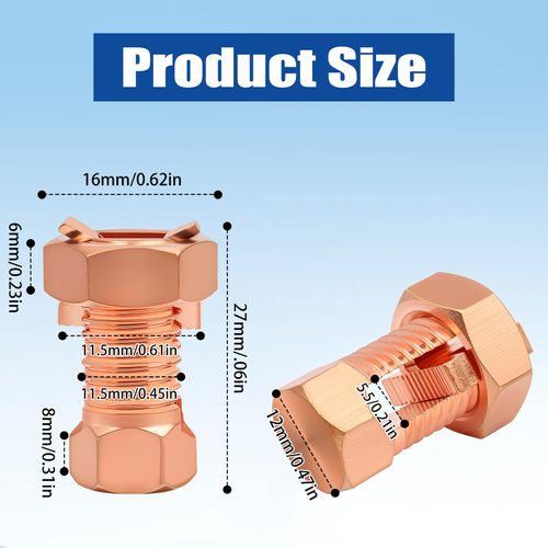 Electric Fence Split Bolt Connectors - High Strength Solid Copper Ground Clamp for Ground Wire & Electric Fence Installation (20 Pack