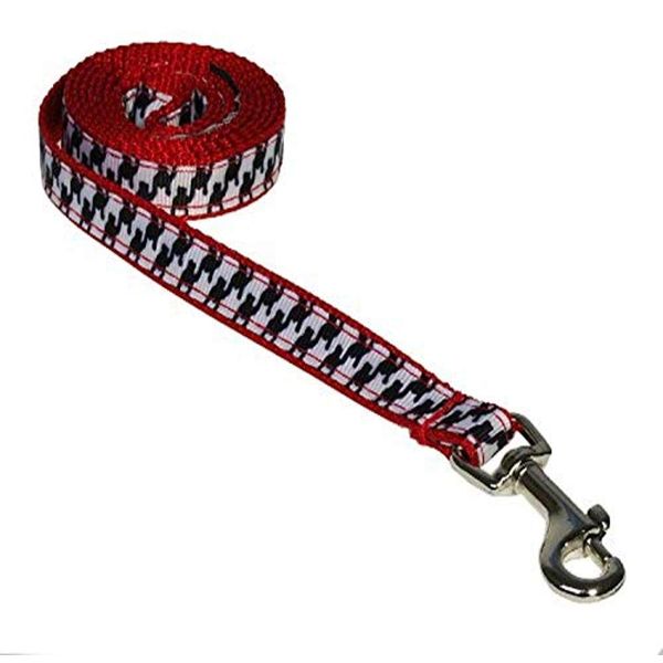 XSmall Black/White Houndstooth Dog Leash: 1/2" Wide, 4ft Length - Made in USA.