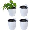 Wall Mounted Tabletop White Plastic Planter Pots, Mini Plant Container, Set of 4