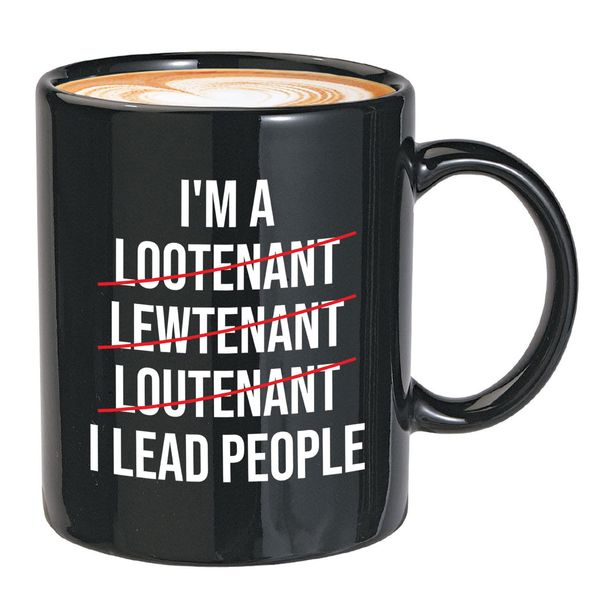 Bubble Hugs Police Officer Coffee Mug 11oz Black - I'M A Lootenant Lewtenant Loutenant I Lead People - Police School Academy College Graduation Coworker Funny Police Man Sergeant Military