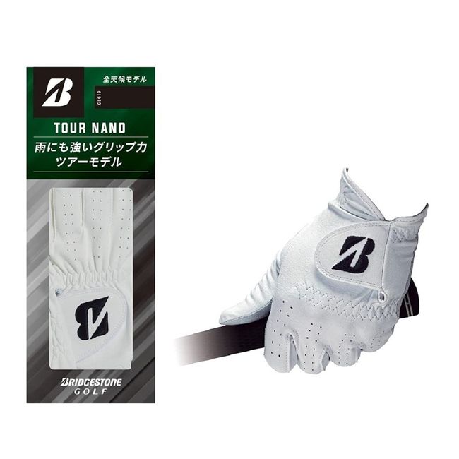 Bridgestone Tour NANO GLG19 Men's Golf Gloves, White, 9.1 inches (23 cm)