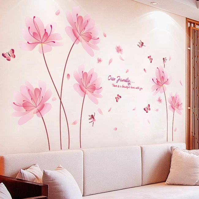 Fuji Toya M0383 Wall Sticker, Flower, Purple, Cute, Wall Decor, Wall Decoration