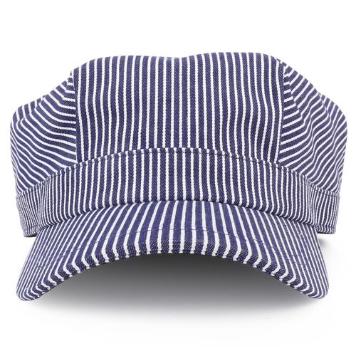 Armycrew Denim Blue Stripe Train Engineer Conductor Cap Fits Infant to Adult 3XL - Blue - 61CM