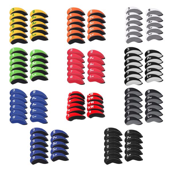 11 Pack Golf Iron Covers Headcovers (3-9, P, A, S, L) Neoprene Black & Grey