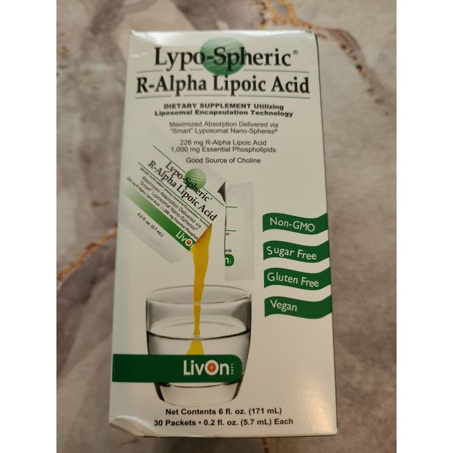 LivOn Laboratories Lypo-Spheric R-ALA Supplement, 30 Count, 0.2 Fl Oz White