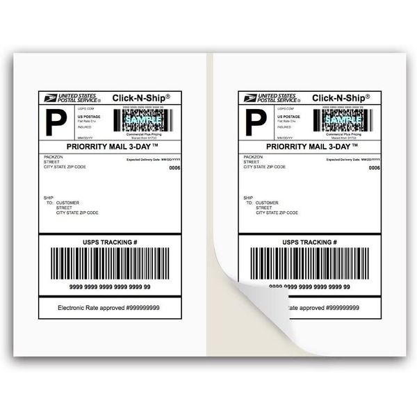 1000 8.5x5.5 Half Sheet Shipping Labels 2 per Sheet for Laser & Inkjet Printers