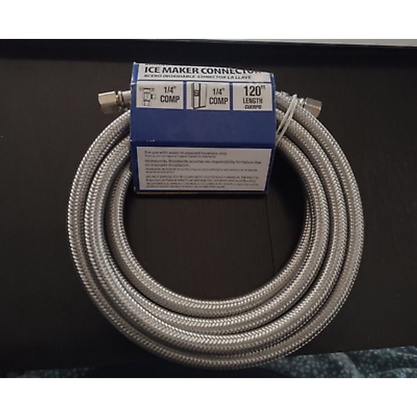 1/4" Comp x 120" (10-FT) S.S. Refrigerator Icemaker Water Supply Line Connector