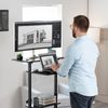 VIVO Black Mobile Height Adjustable Stand Up Desk Workstation Presentation Cart