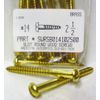 #14x2-1/2 Round Head Slotted Wood Screws Solid Brass (5)