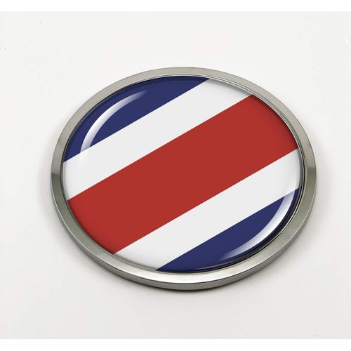 Flag of Costa Rica | 3D Domed CAR Emblem Badge Sticker Chrome Metal Round Bezel
