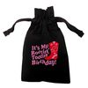 Flox Creative Black Organic Small Drawstring Pouch It's My Rootin' Tootin' Birthday!
