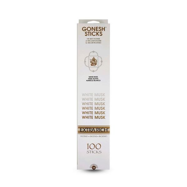 GONESH Incense Sticks, White Musk (Soap Scent), 100 Sticks