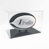 Puffin Plastics Rugby Ball Display Case (Black Base) - Mirror Back