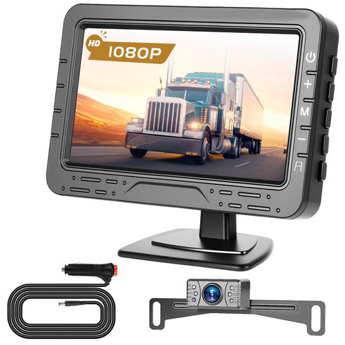 Hikity 4.3‘’ Backup Camera Kit, Wired Rear View Monitor kit IP69 Waterproof Night Vision, HD 1080P Back Up Display Screen Reverse Camera Monitor for Car/Truck/SUV/Pickup/Van/RV [Stable Signal]